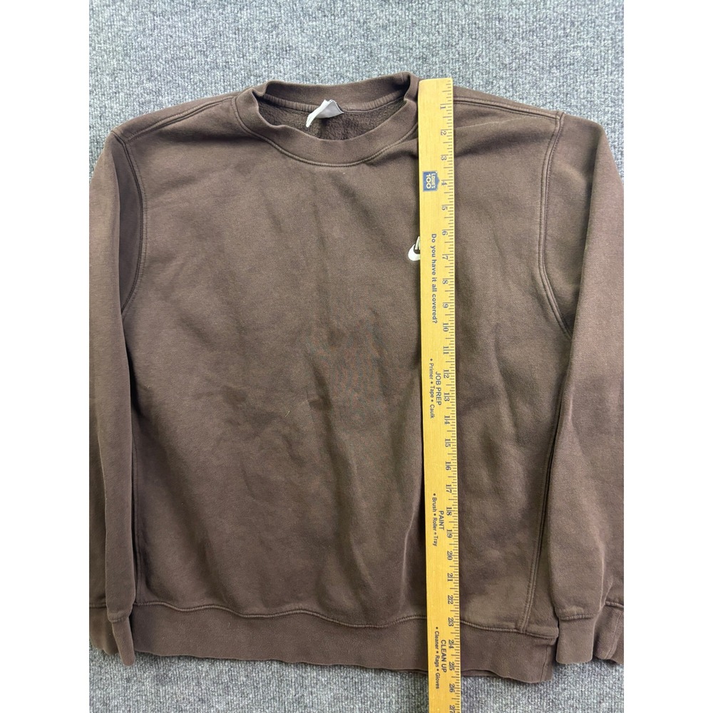 Nike Crewneck Sweatshirt Mens L Brown Embroidered Logo Fleece Pullover - Picture 3 of 8